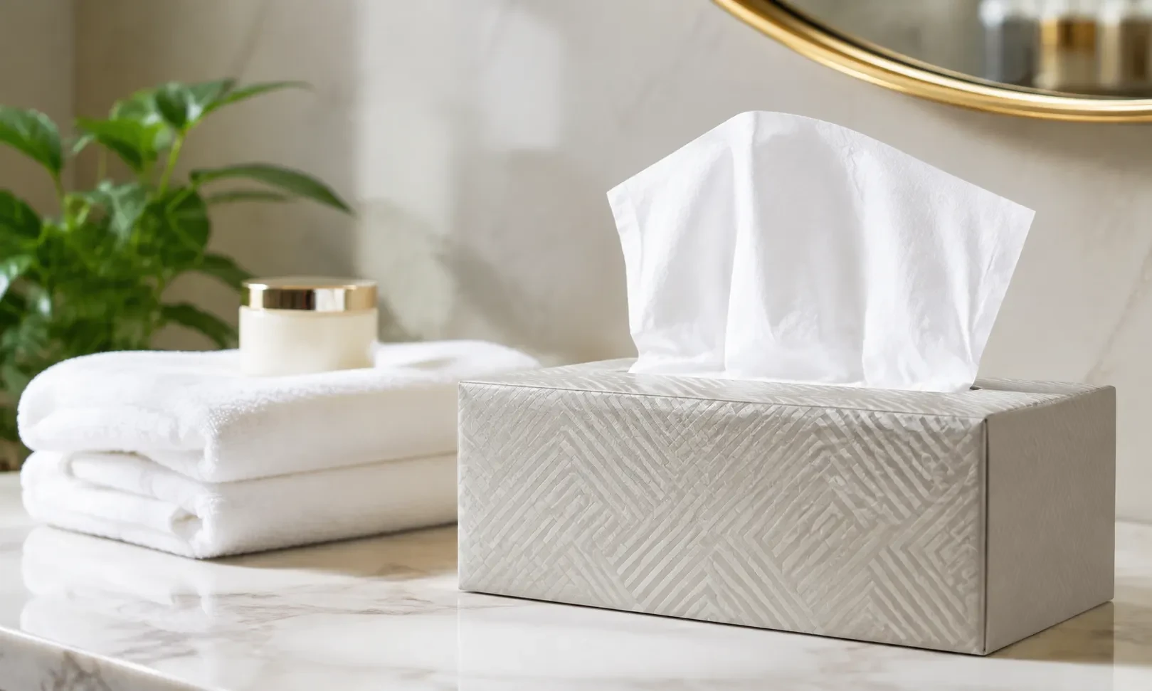 Soft facial tissue on table
