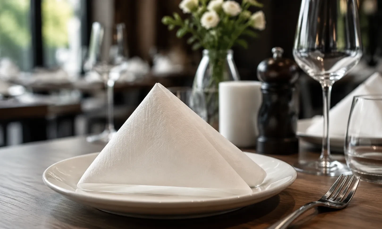 Table napkins in napkin holder