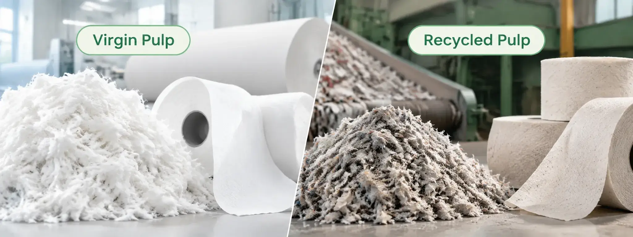 Virgin Pulp Compared with Recycled Pulp